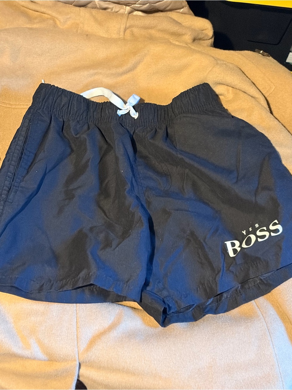 Boss Navy Blue Swim/Running Shorts with White Drawstring